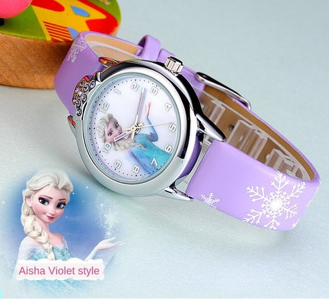 Elsa Frozen Girls Watch Princess Kids Leather Strap Cute
