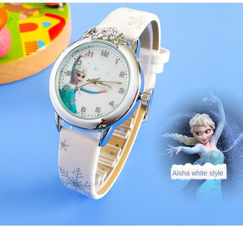 Elsa Frozen Girls Watch Princess Kids Leather Strap Cute
