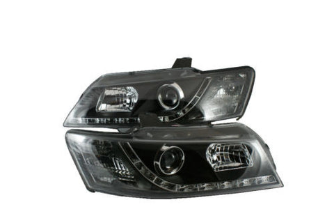 Holden Commodore VZ DRL LED projector headlights BLACK