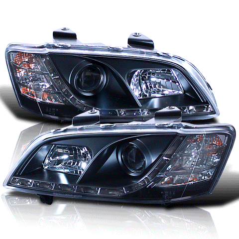 Holden Commodore VE (series 2) DRL LED projector headlights BLACK