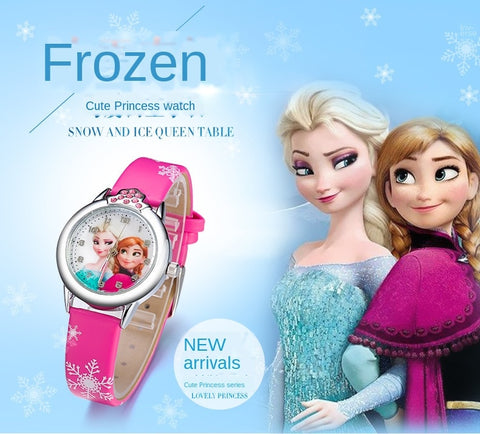 Elsa Frozen Girls Watch Princess Kids Leather Strap Cute