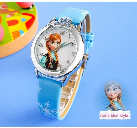 Elsa Frozen Girls Watch Princess Kids Leather Strap Cute