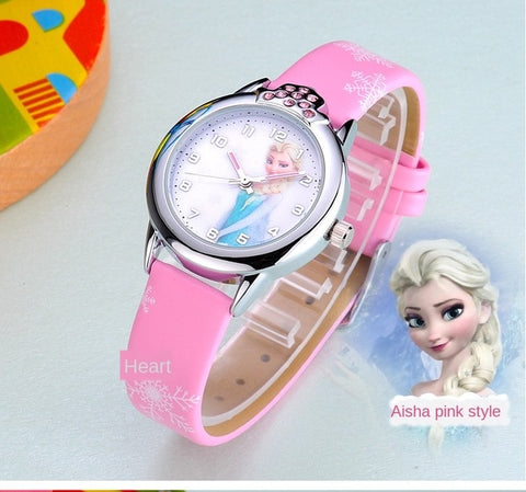 Elsa Frozen Girls Watch Princess Kids Leather Strap Cute