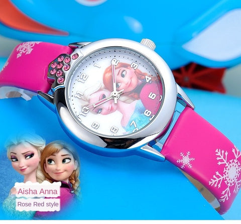 Elsa Frozen Girls Watch Princess Kids Leather Strap Cute